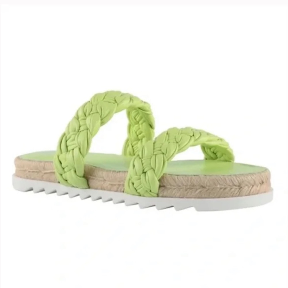 New Marc Fisher Jaime Flat Espadrille Slip On Sandal in Lime Green